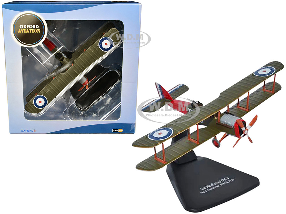 De Havilland DH4 Bomber Plane "5 Squadron Royal Naval Air Service" (1918) "Oxford Aviation" Series 1/72 Diecast Model Airplane by Oxford Diecast diecast model
