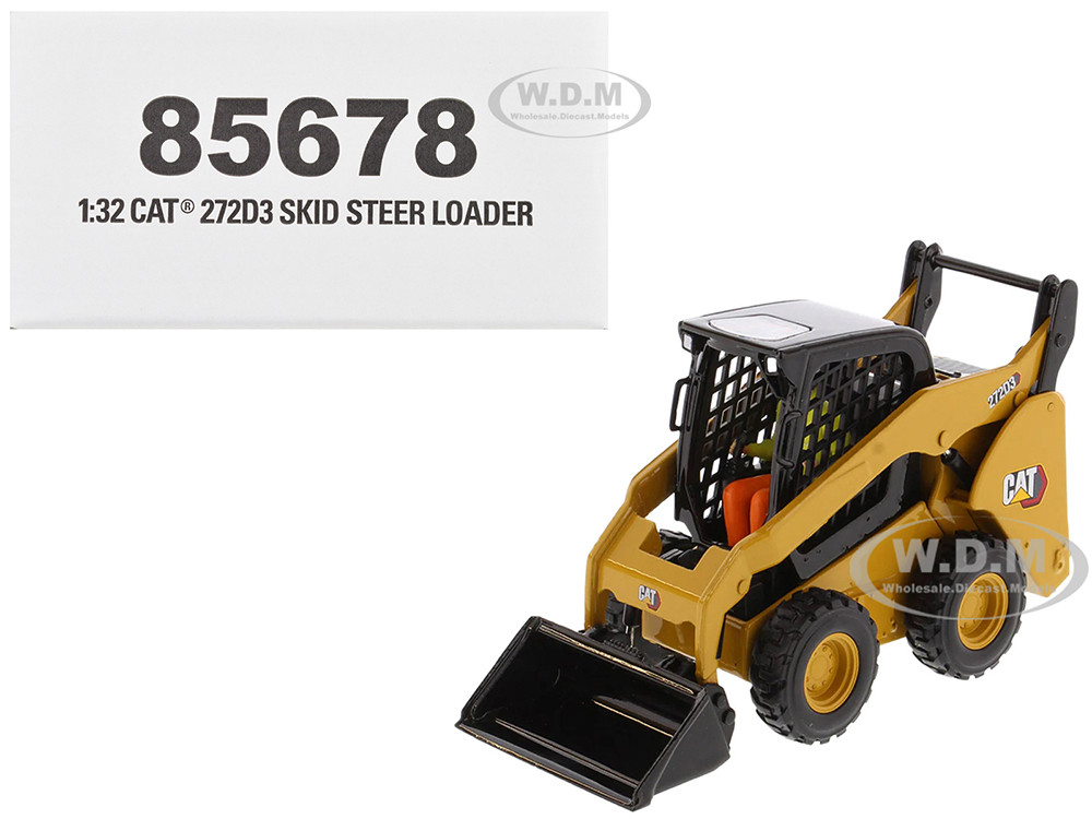 CAT Caterpillar 272D3 Skid Steer Loader with Operator Yellow "High Line" Series 1/32 Diecast Model by Diecast Masters diecast model