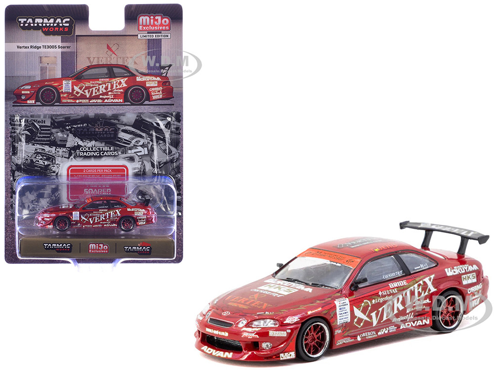Toyota VERTEX Ridge TE3005 Soarer RHD (Right Hand Drive) Red Metallic with Graphics and Tarmac Cards "Global64" Series 1/64 Diecast Model by Tarmac Works diecast model