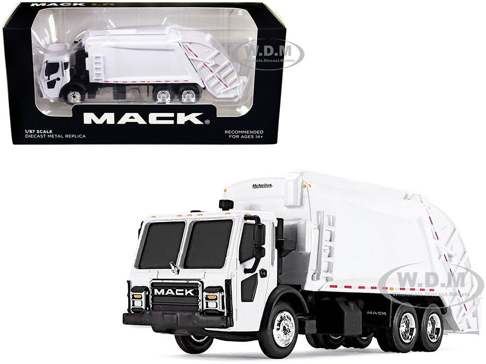 Mack LR with McNeilus Rear Load Refuse Body White 1/87 Diecast Model by First Gear diecast model