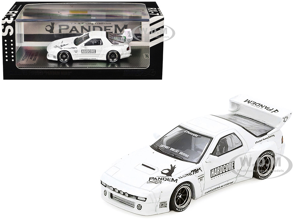 Mazda RX7 (FC3S) "Pandem Aero" Widebody Kit White with Graphics 1/64 Diecast Model Car by Inno Models diecast model