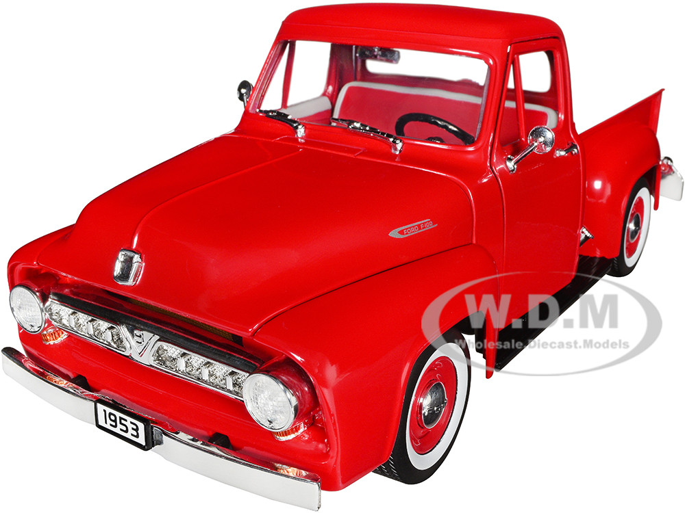1953 Ford F-100 Pickup Truck Red 1/18 Diecast Model Car by Road Signature diecast model