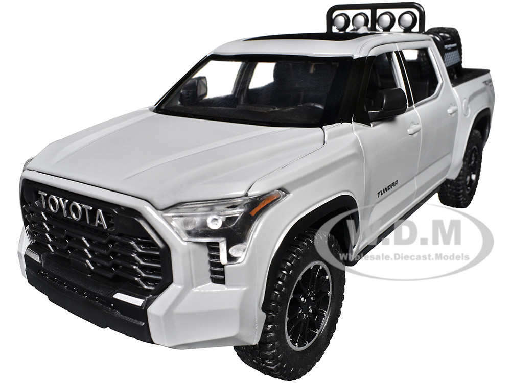 2023 Toyota Tundra TRD 4x4 Pickup Truck Cement Gray with Sunroof and Wheel Rack 1/24 Diecast Model Car diecast model