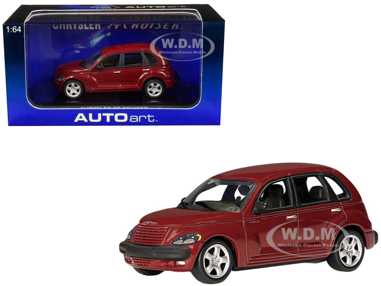 2001 Chrysler PT Cruiser Dark Red Metallic 1/64 Model Car by Autoart diecast model