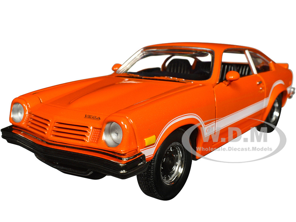1974 Chevrolet Vega GT Orange Metallic with White Stripes "Forgotten Classics" Series 1/24 Diecast Model Car by Motormax diecast model