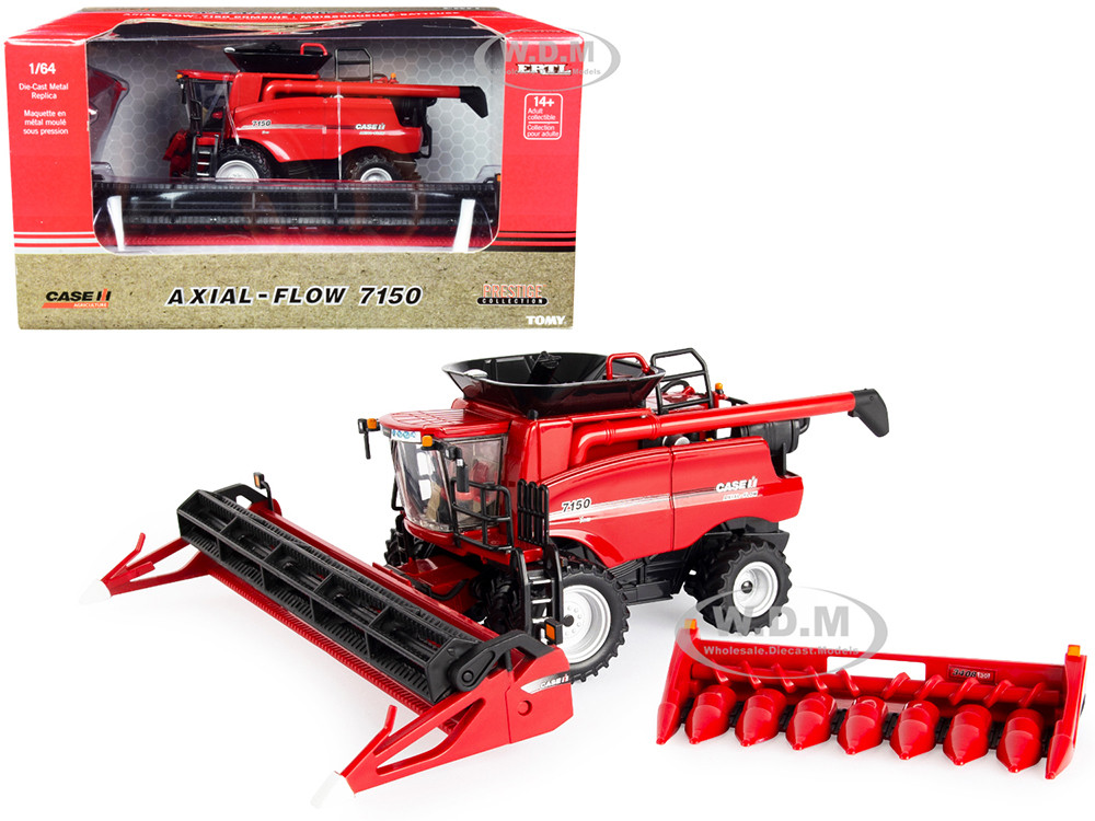 Case IH Axial-Flow 7150 Combine Red with Grain and Corn Heads "Prestige Collection" Series 1/64 Diecast Model by ERTL TOMY diecast model