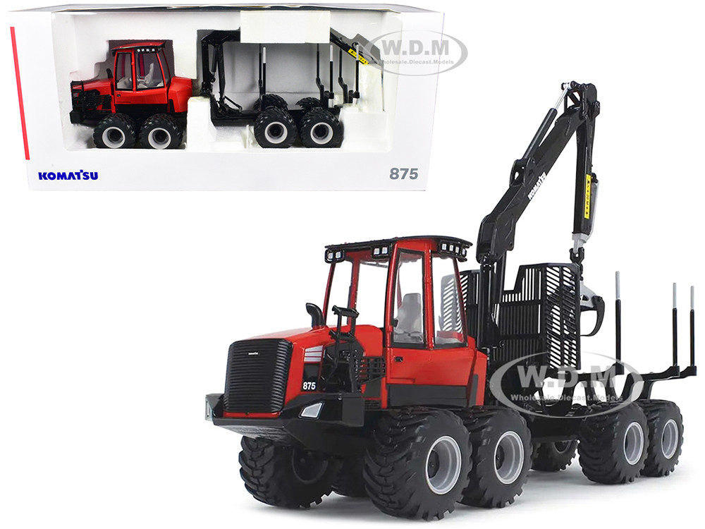 Komatsu 875.1 Forwarder Red and Black 1/32 Diecast Model by First Gear diecast model