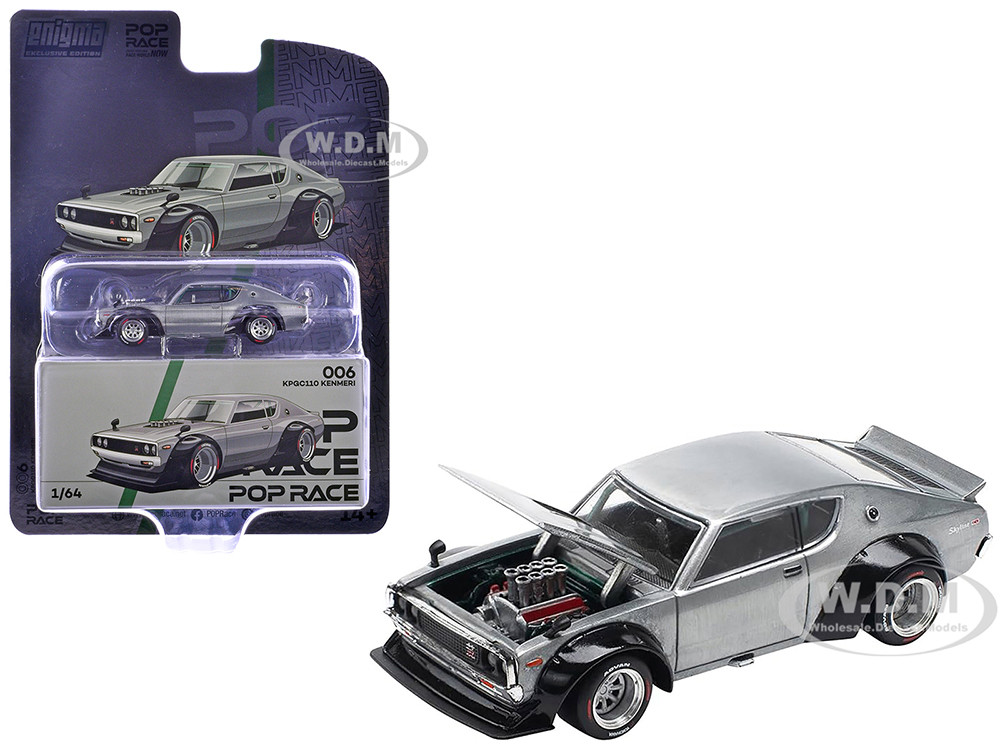 Skyline KPGC110 "Kenmeri" RHD (Right Hand Drive) Raw Metal "Enigma Exclusive Edition" 1/64 Diecast Model Car by Pop Race diecast model