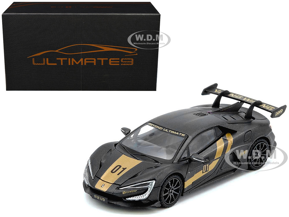 Yangwang U9 #01 Carbon Fiber with Gold Stripes "APA XPO 2025 Event Edition" 1/64 Diecast Model Car by Inno Models diecast model