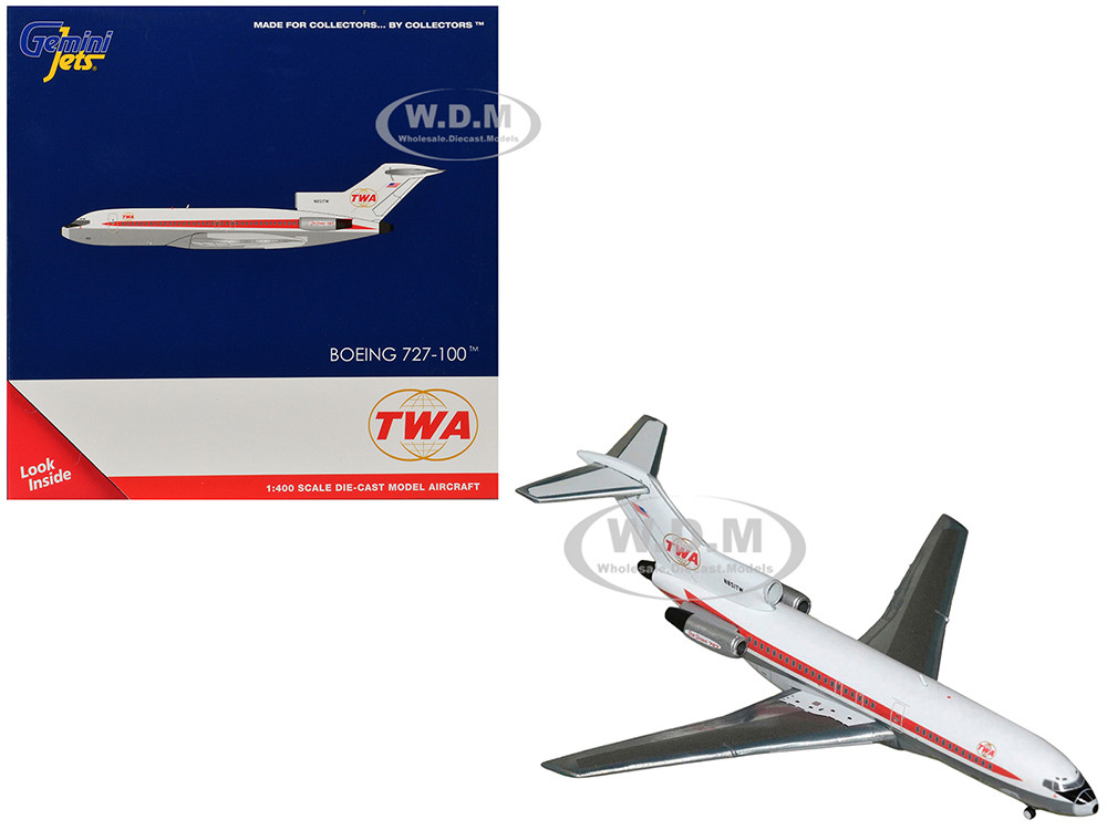 Boeing 727-100 Commercial Aircraft "Trans World Airlines" (N851TW) White with Red Stripes 1/400 Diecast Model Airplane by GeminiJets diecast model