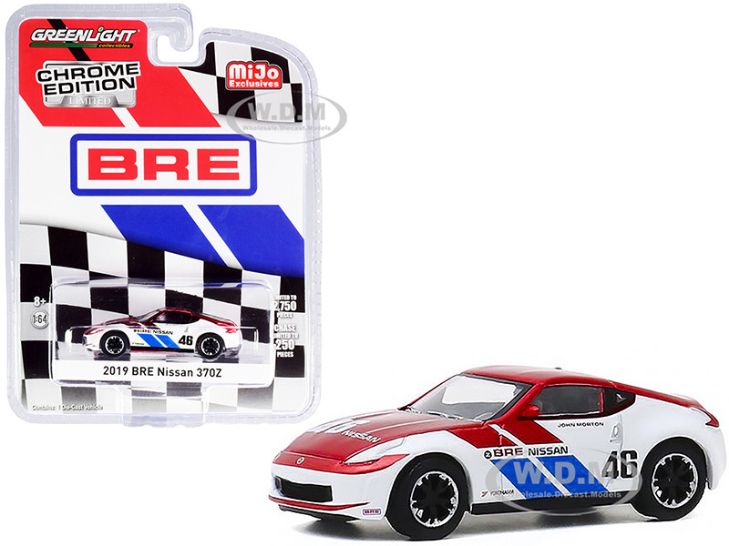 2019 Nissan 370Z #46 John Morton Chrome Red and White "BRE" (Brock Racing Enterprises) "Chrome Edition" Limited Edition to 2750 pieces Worldwide 1/64 Diecast Model Car by Greenlight diecast model