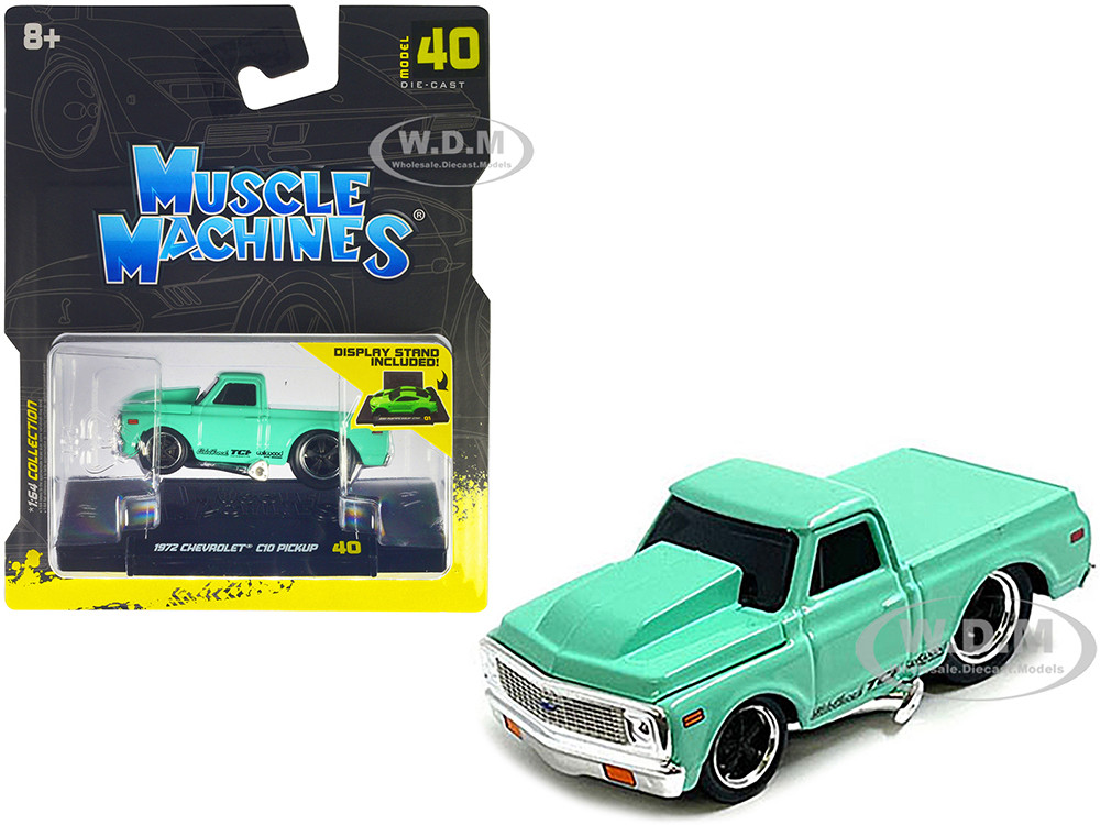 1972 Chevrolet C10 Pickup Truck Light Green 1/64 Diecast Model Car by Muscle Machines diecast model