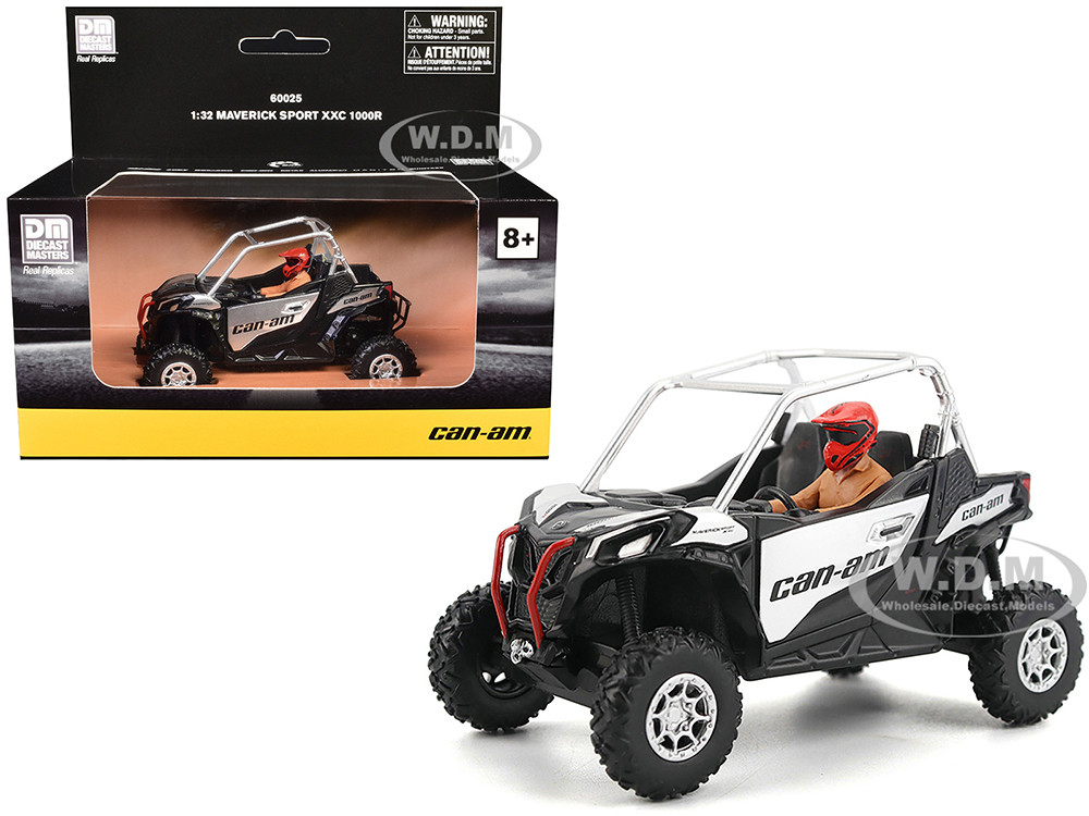 Can-Am Maverick Sport XXC 1000R Silver Metallic and Black with Driver Figure 1/32 Diecast Model by BRP Models diecast model