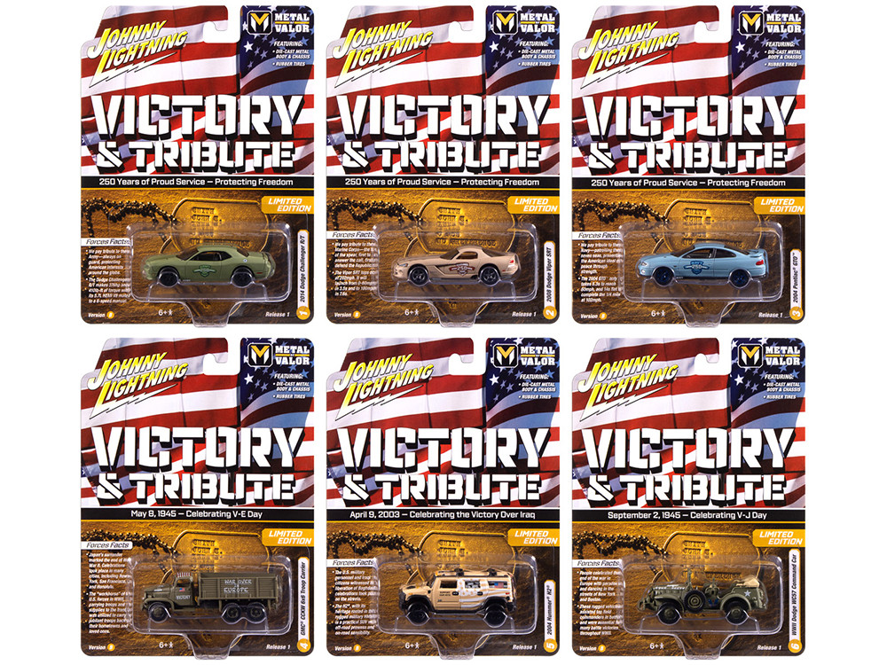 "Military" Set B of 6 pieces 2025 Release 1 Limited Edition Diecast Models by Johnny Lightning diecast model