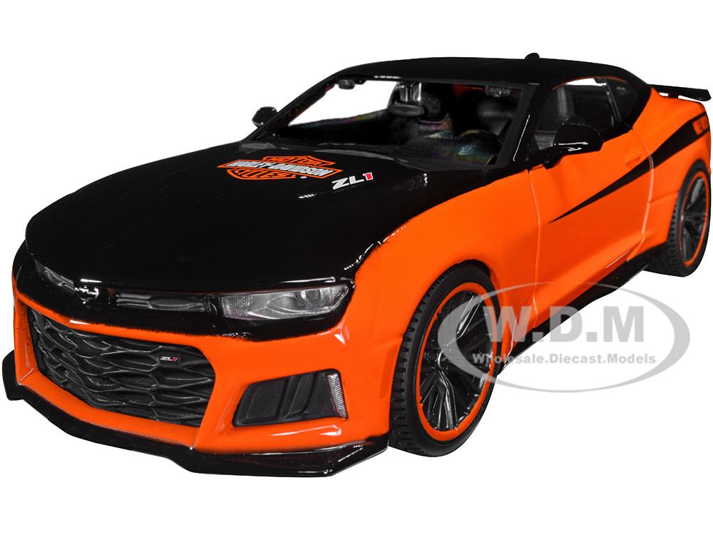 2017 Chevrolet Camaro ZL1 Orange and Black "Harley Davidson" "H-D Custom" Series 1/24 Diecast Model Car by Maisto diecast model