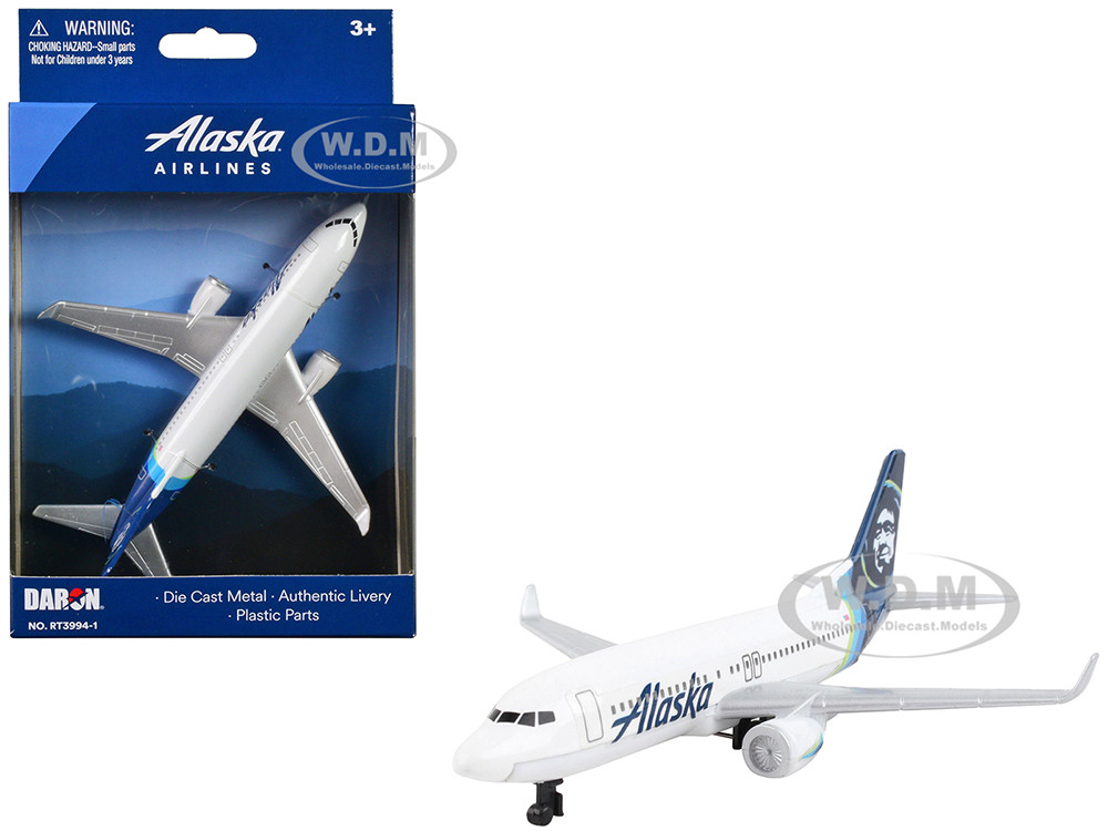 Commercial Aircraft "Alaska Airlines" White with Blue Tail Diecast Model Airplane by Daron diecast model
