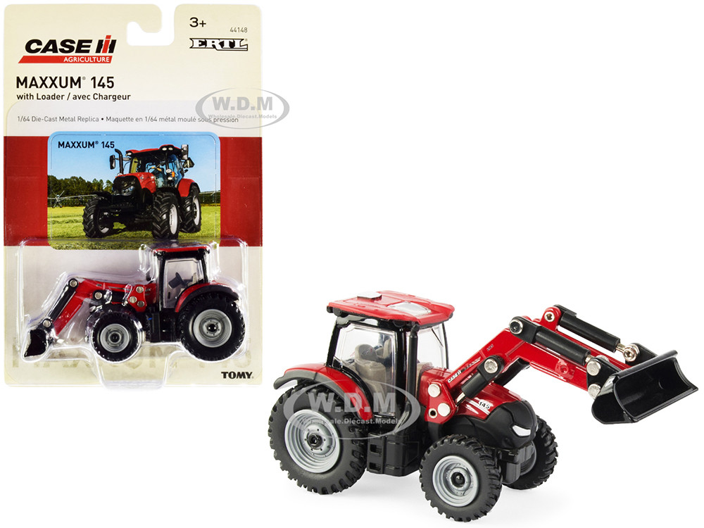 Case IH Maxxum 145 Tractor with Front Loader Red and Black "Case IH Agriculture" Series 1/64 Diecast Model by ERTL TOMY diecast model