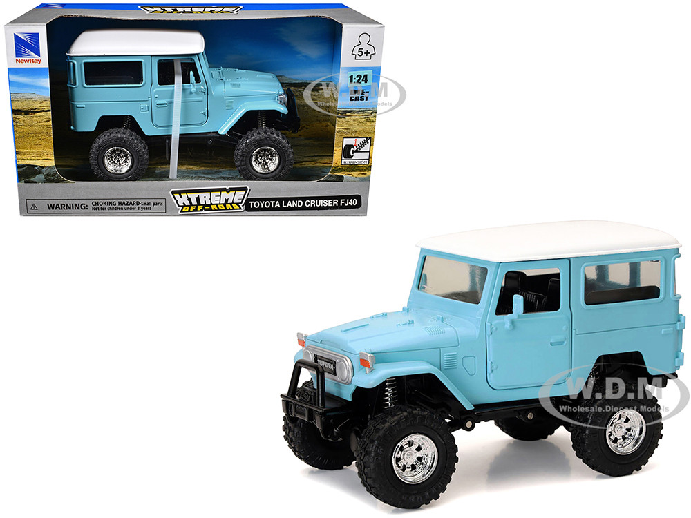 Toyota Land Cruiser FJ40 Light Blue with White Top "Xtreme Off-Road" Series 1/24 Diecast Model by New Ray diecast model