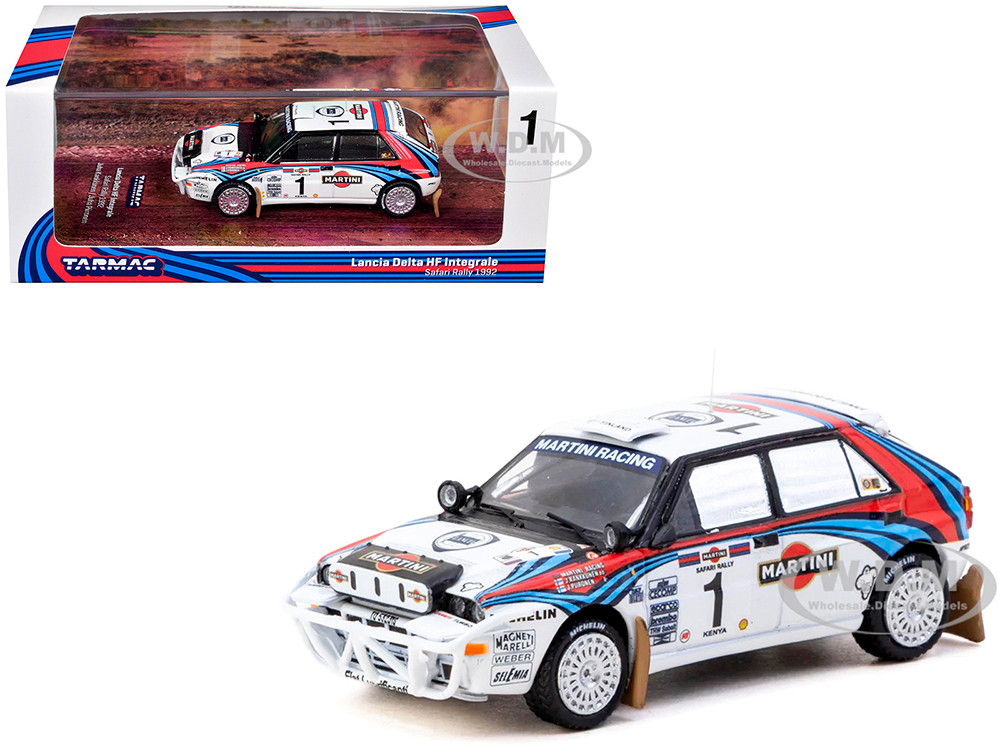 Lancia Delta HF Integrale #1 Juha Kankkunen - Juha Piironen "Martini Racing" 2nd Place "Safari Rally" (1992) "Hobby64" Series 1/64 Diecast Model Car by Tarmac Works diecast model