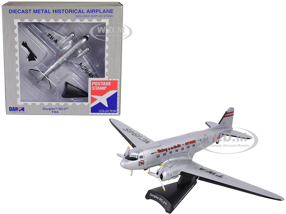 Douglas DC-3 Passenger Aircraft "Trans World Airlines - Victory is in the Air" 1/144 Diecast Model Airplane by Postage Stamp diecast model
