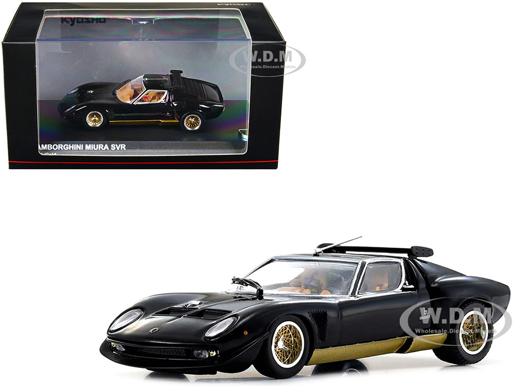 Lamborghini Miura SVR Black with Gold Accents and Wheels 1/43 Diecast Model Car by Kyosho diecast model