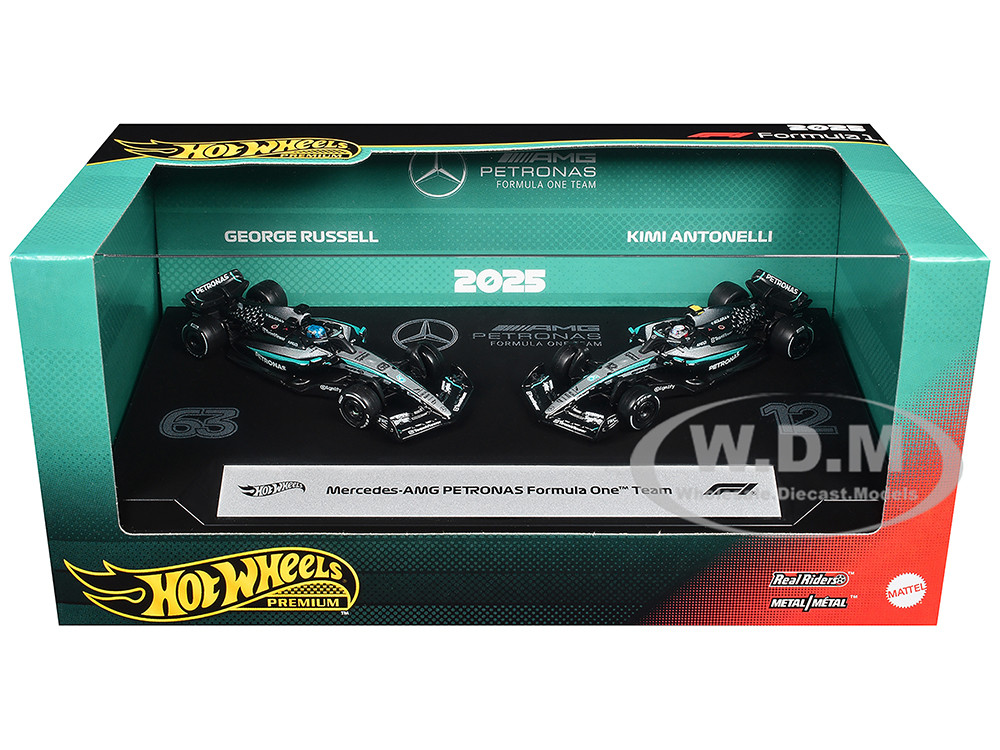 "Mercedes-AMG Petronas Formula One Team" Formula One F1 World Championship (2025) 2 Piece Set Diecast Model Cars by Hot Wheels diecast model