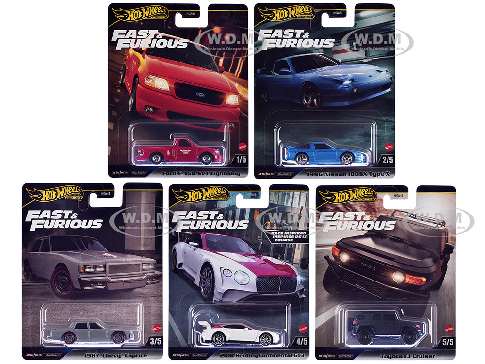 "Fast & Furious" 2024 5 piece Set H Diecast Model Cars by Hot Wheels diecast model