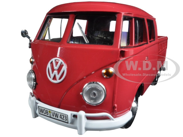 Volkswagen Type 2 (T1) Double Cab Pickup Truck Wax Red 1/24 Diecast Model Car by Motormax diecast model