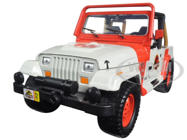 1992 Jeep Wrangler #12 White and Red "Jurassic World" Movie (2015) "Hollywood Rides" Series 1/24 Diecast Model Car by Jada diecast model