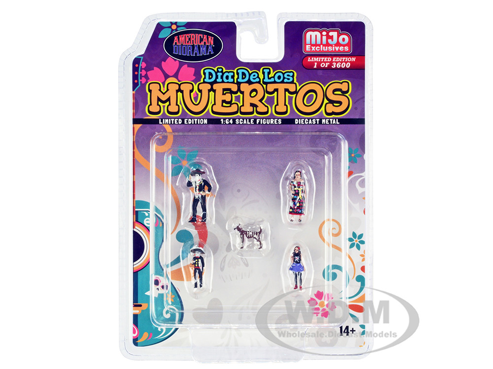 "Dia de los Muertos" 5 piece Diecast Set (2 Adults, 2 Children, 1 Dog Figures) Limited Edition to 3600 pieces Worldwide for 1/64 Scale Models by American Diorama diecast model