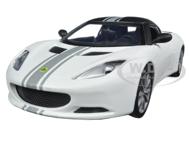 Lotus Evora S Matt White with Black Top and Gray Stripes "Satin Paint" Series 1/24 Diecast Model Car by Motormax diecast model