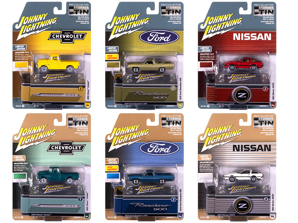 Johnny Lightning Collector's Tin 2025 Set of 6 Cars Release 3 Limited Edition 1/64 Diecast Model Cars by Johnny Lightning diecast model