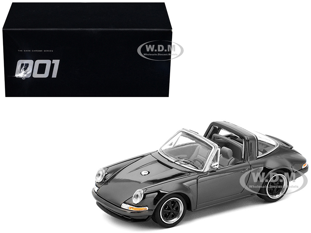 Singer Targa Dark Chrome "The Dark Chrome Series" 1/64 Diecast Model Car by Pop Race diecast model