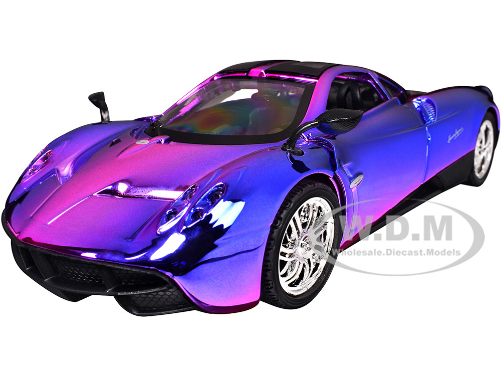 Pagani Huayra Pink and Purple Chrome "Custom Wrap" Series 1/24 Diecast Model Car by Motormax diecast model