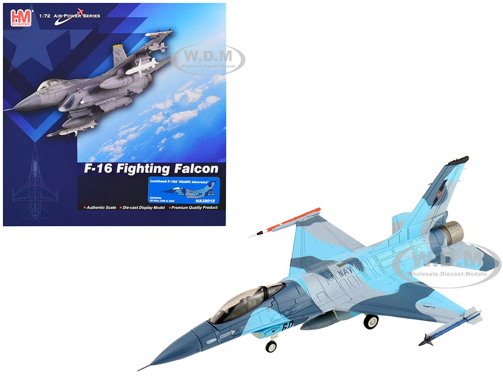 Lockheed F-16A Fighting Falcon Fighter Aircraft "NSAWC Adversary" (2006-2008) United States Navy "Air Power Series" 1/72 Diecast Model by Hobby Master diecast model