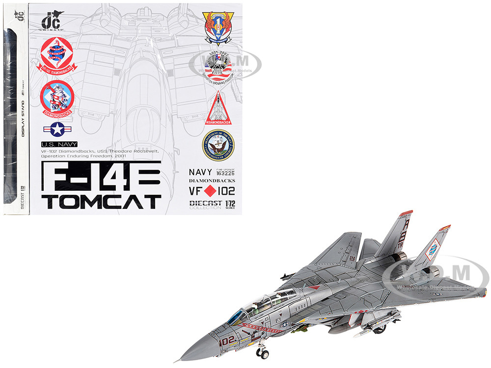 Grumman F-14B Tomcat Fighter Aircraft "VF-102 Diamondbacks, Operation Enduring Freedom" (2001) United States Navy 1/72 Diecast Model by JC Wings diecast model