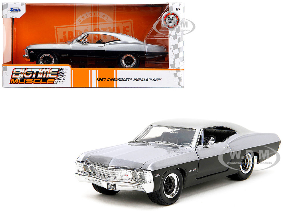 1967 Chevrolet Impala SS Silver Metallic and Black "Bigtime Muscle" Series 1/24 Diecast Model Car by Jada diecast model