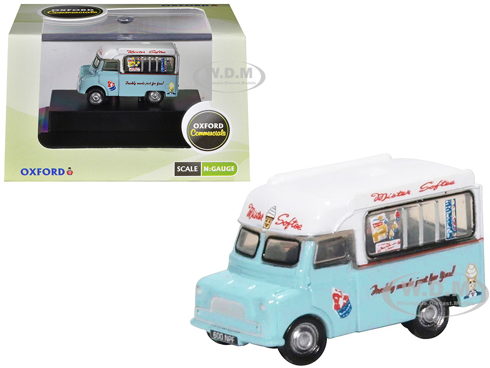 Bedford CA Ice Cream Van "Mister Softee" Light Blue with White Top 1/148 (N) Scale Diecast Model Car by Oxford Diecast diecast model