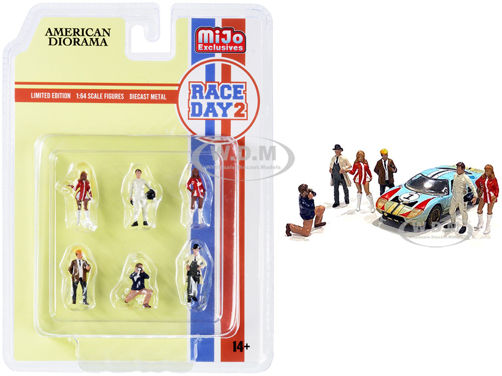 "Race Day 2" 6 piece Diecast Figurine Set for 1/64 Scale Models by American Diorama diecast model