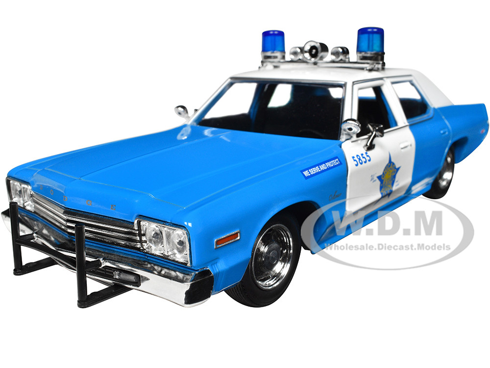 1974 Dodge Monaco Blue and White CPD "Chicago Police Department" (Illinois) "Hot Pursuit" Series 1/24 Diecast Model Car by Greenlight diecast model