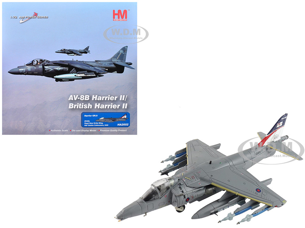 British Aerospace Harrier GR.9 Aircraft "ZD406, Royal Navy Strike Wing, RAF Station Cottesmore" (2009) British Royal Air Force/Navy "Air Power Series" 1/72 Diecast Model by Hobby Master diecast model