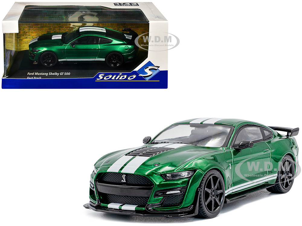 2020 Ford Mustang Shelby GT500 Fast Track Eruption Green Metallic with White Stripes 1/43 Diecast Model Car by Solido diecast model