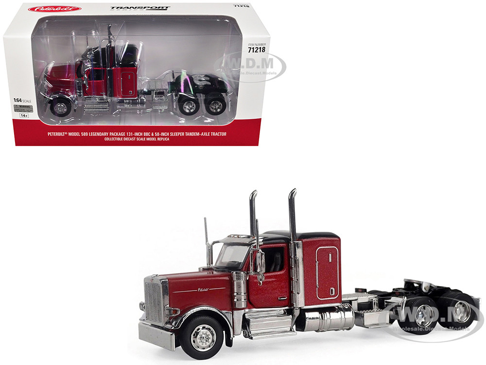 Peterbilt 589 Tandem-Axle Legendary Package Truck Tractor with 58" Sleeper Legendary Red "Transport Series" 1/64 Diecast Model by Diecast Masters diecast model