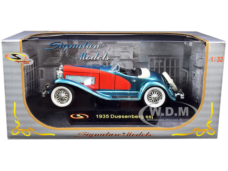 1935 Duesenberg SSJ Convertible Blue and Red 1/32 Diecast Model Car by Signature Models diecast model