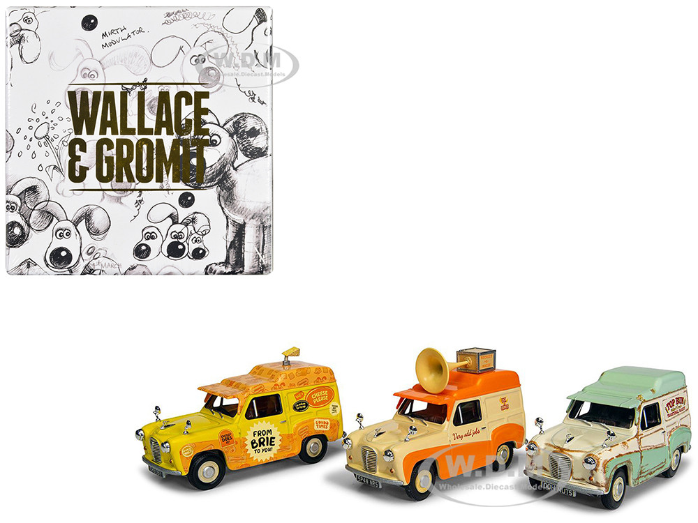"Wallace & Gromit" Austin A35 Van Collection Set of 3 Pieces Diecast Model Cars by Corgi diecast model