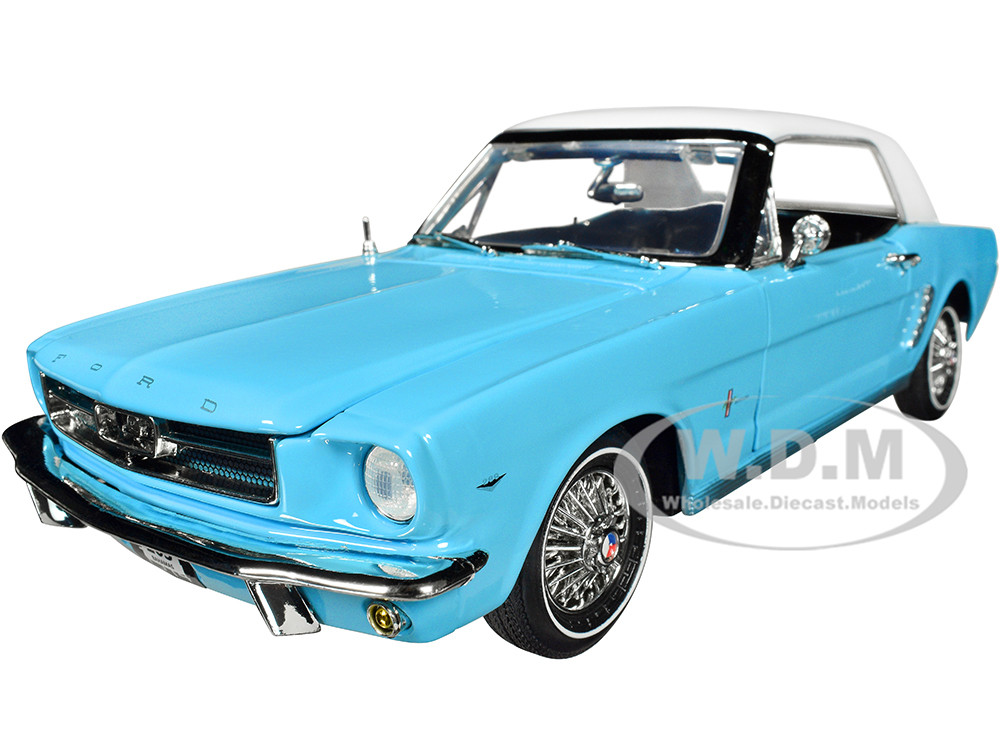 1964 1/2 Ford Mustang Light Blue with White Top James Bond 007 "Thunderball" (1965) Movie "James Bond Collection" Series 1/18 Diecast Model Car by Motormax diecast model
