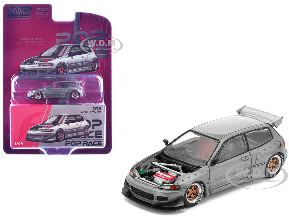 Pandem Civic EG6 RHD (Right Hand Drive) Raw Metal with No Hood 1/64 Diecast Model Car by Pop Race diecast model