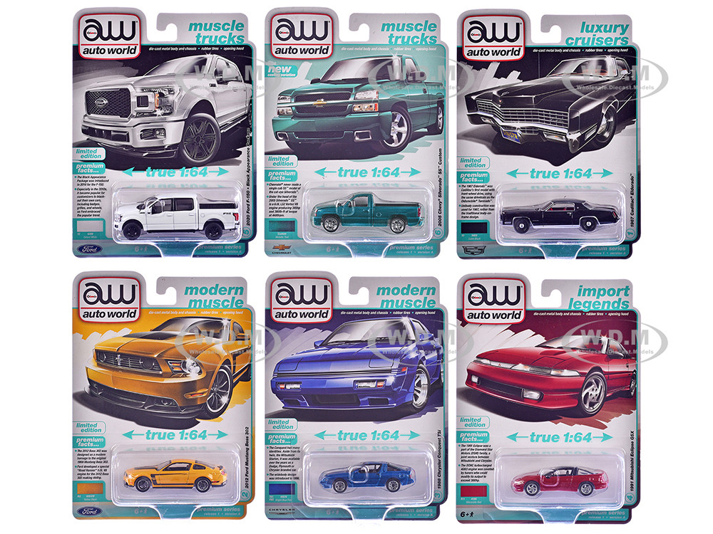 Auto World Premium 2025 Release 1 Set A of 6 pieces 1/64 Diecast Model Cars by Auto World diecast model