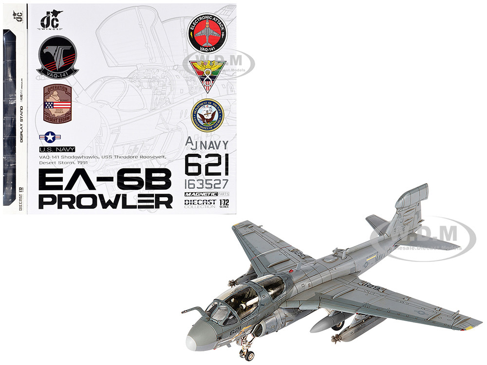 Grumman EA-6B Prowler Attack Aircraft "VAQ-141 Shadowhawks, Desert Storm" (1991) United States Navy 1/72 Diecast Model by JC Wings diecast model