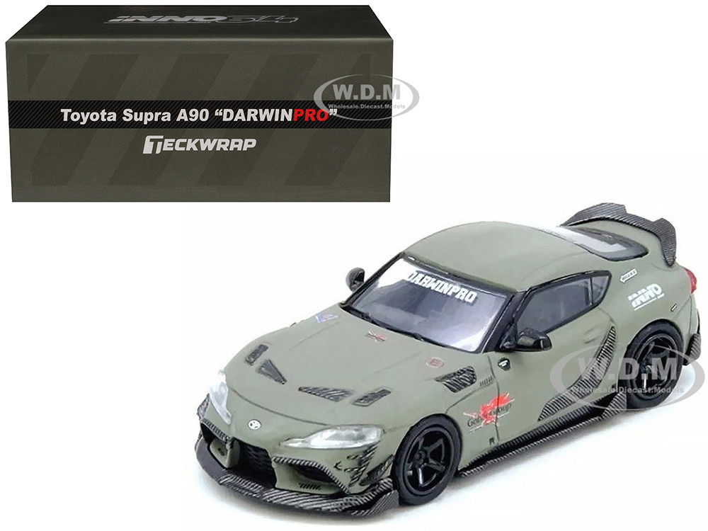 Toyota Supra (A90) "DarwinPro" Matt Green with Carbon Accents 1/64 Diecast Model Car by Inno Models diecast model